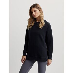 Varley Manning Longline Relaxed Fit Sweatshirt w/Side Zippers Black Sz S